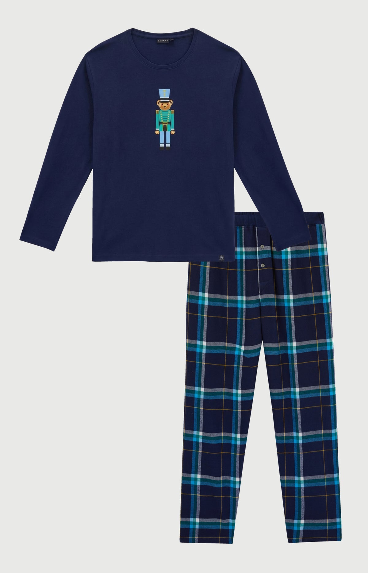 Pyjama en jersey épais et flanelle de coton Homme Mark marine 3
