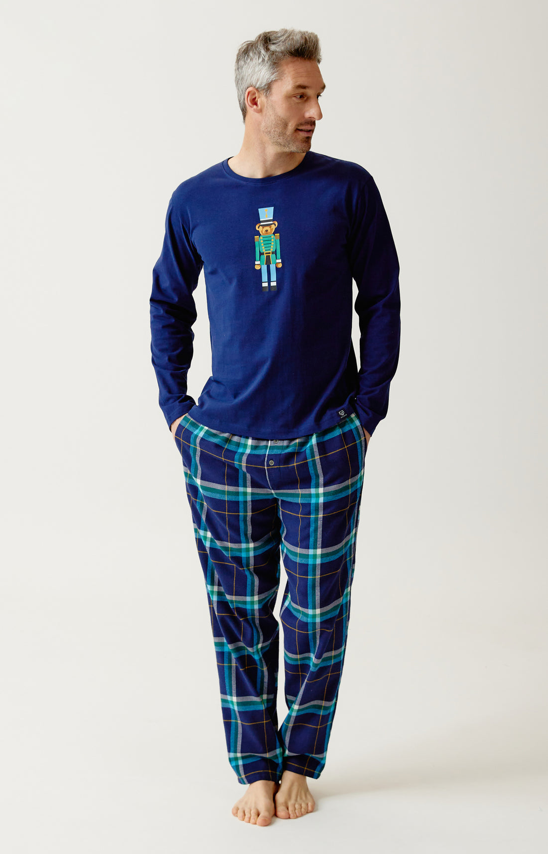 Pyjama en jersey épais et flanelle de coton Homme Mark marine 1