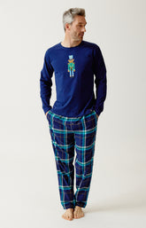 Pyjama en jersey épais et flanelle de coton Homme Mark marine 1