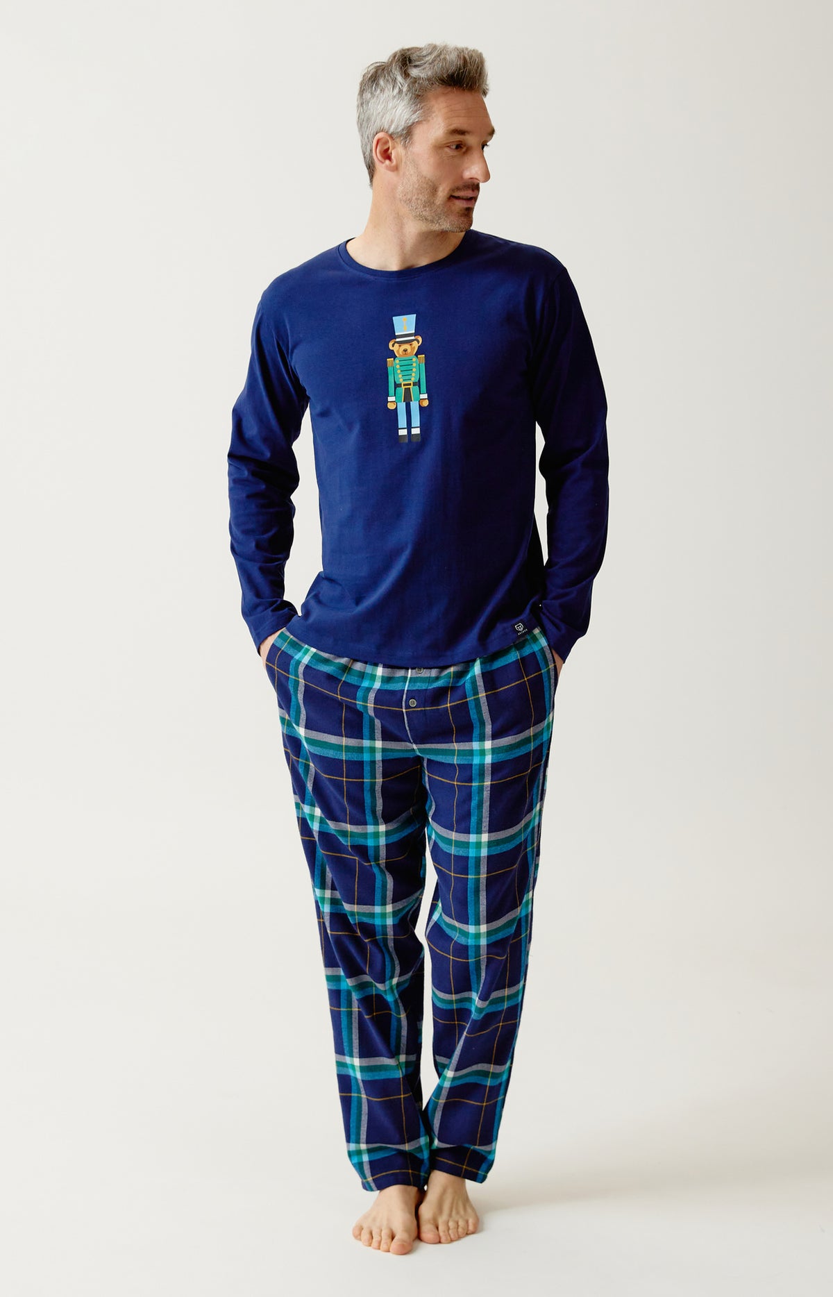 Pyjama en jersey épais et flanelle de coton Homme Mark marine 1