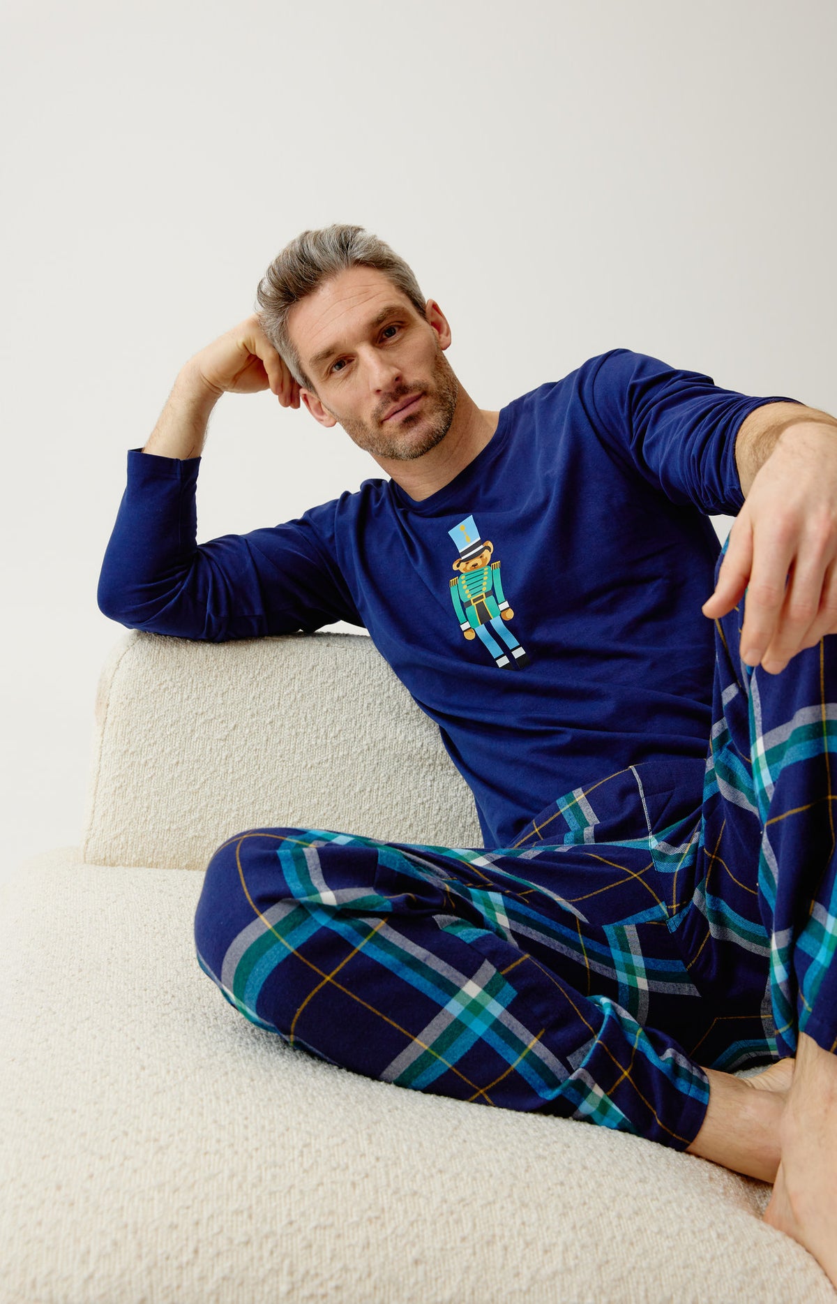 Pyjama en jersey épais et flanelle de coton Homme Mark marine 7