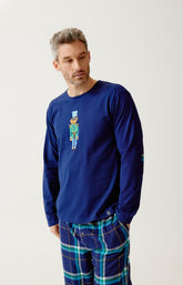 Pyjama en jersey épais et flanelle de coton Homme Mark marine 2