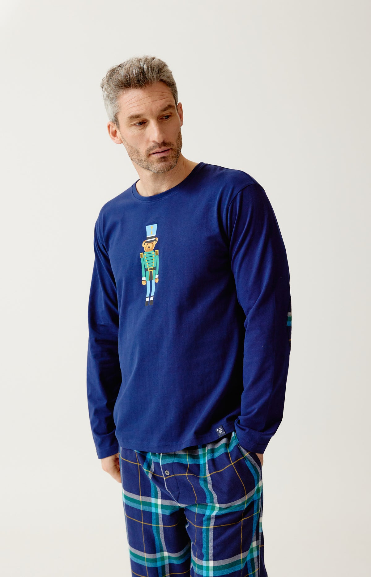 Pyjama en jersey épais et flanelle de coton Homme Mark marine 2