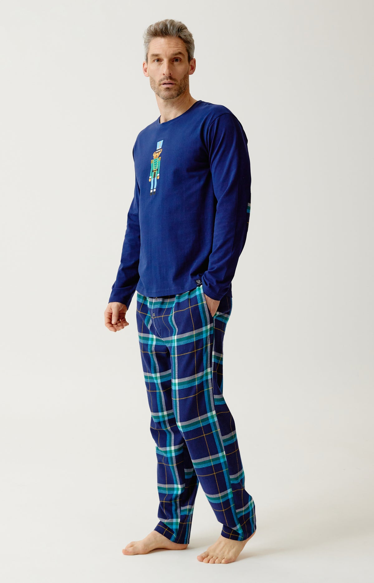 Pyjama en jersey épais et flanelle de coton Homme Mark marine 5