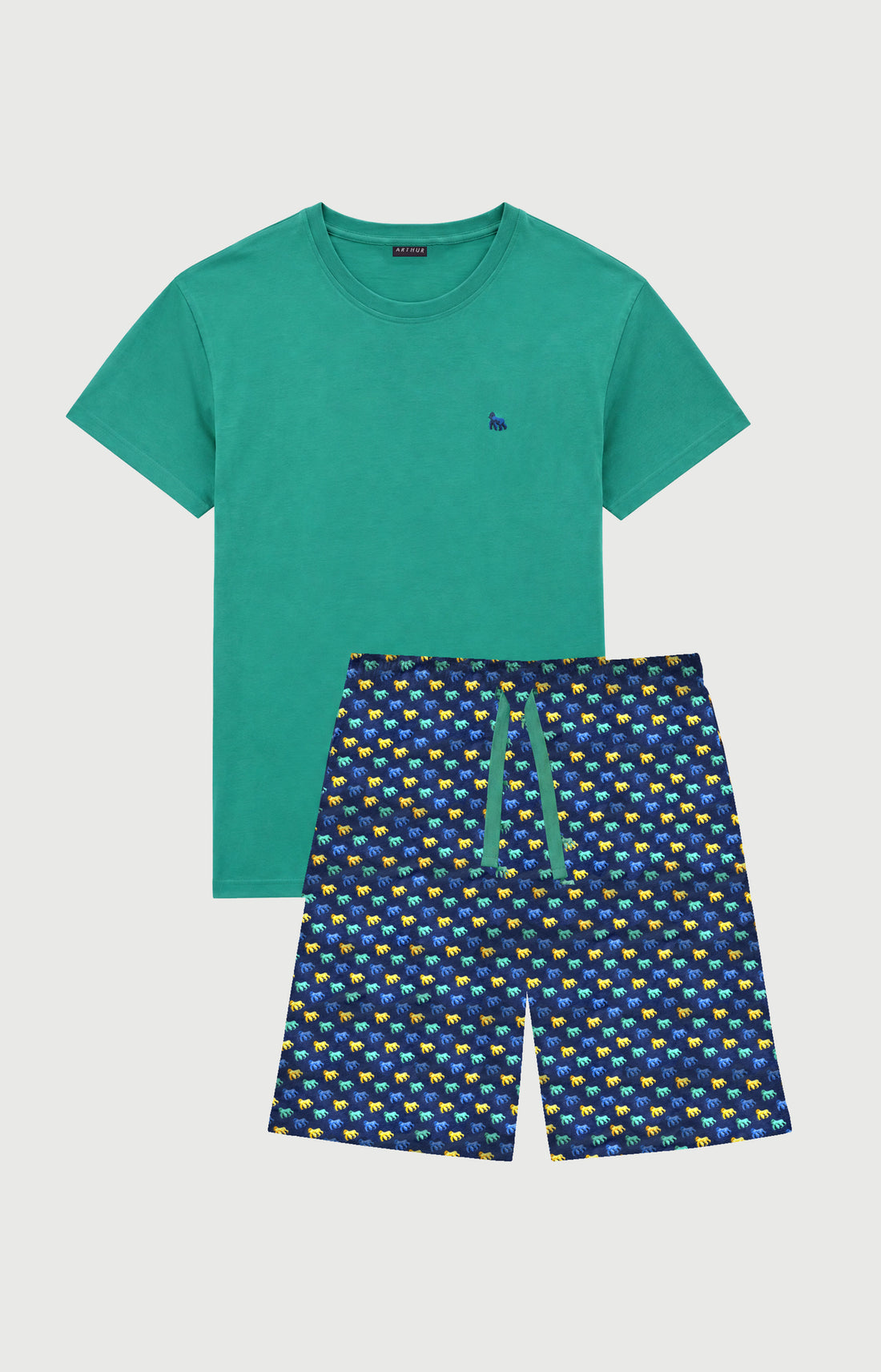 Pyjashort en jersey de coton léger Homme Gorille marine 3