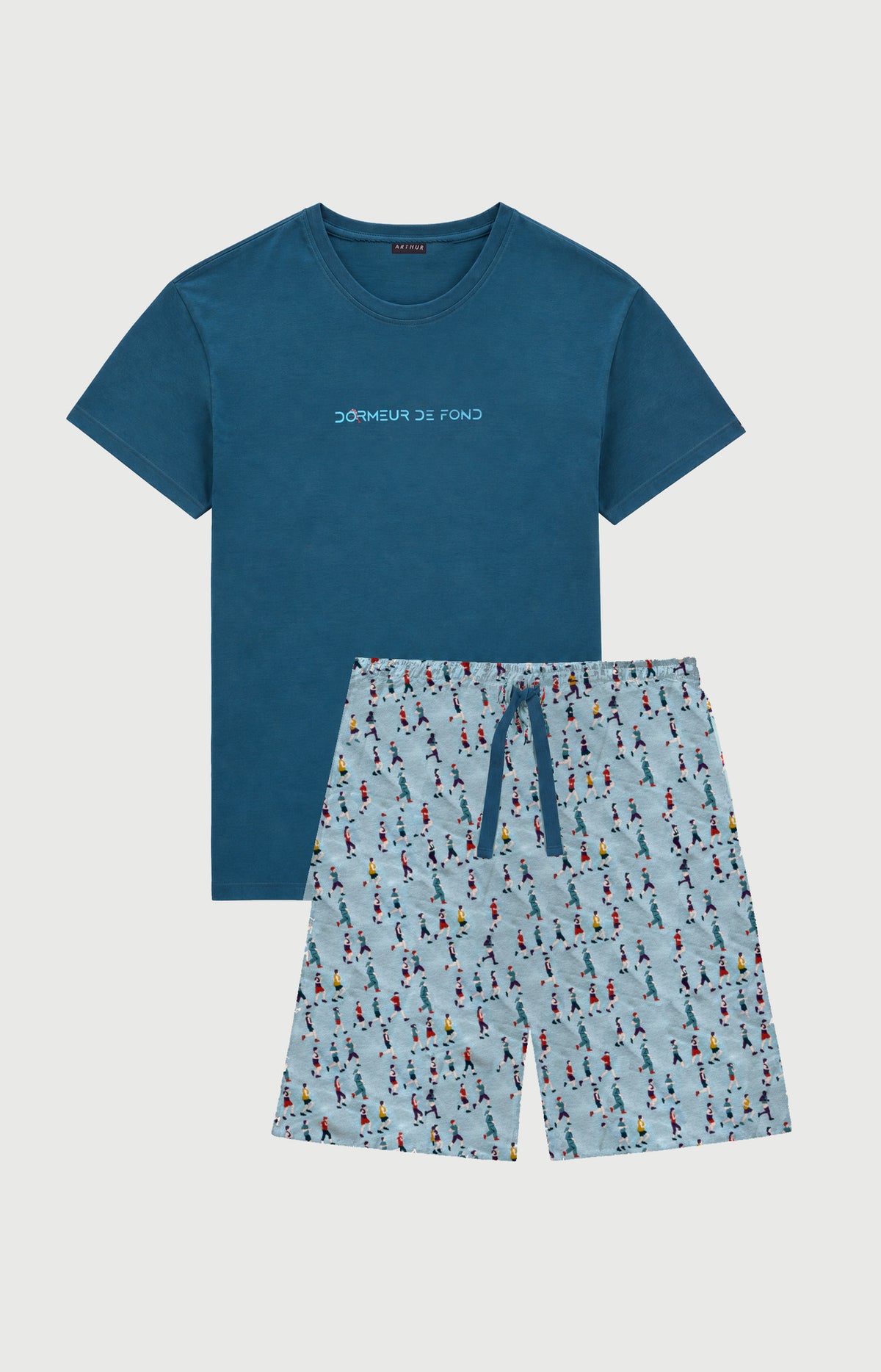 Pyjashort en jersey de coton léger Homme Dormeur de fond ciel 3