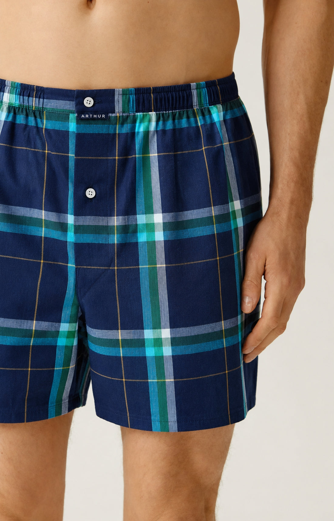 Caleçon classique en popeline de coton Homme Mark marine 1
