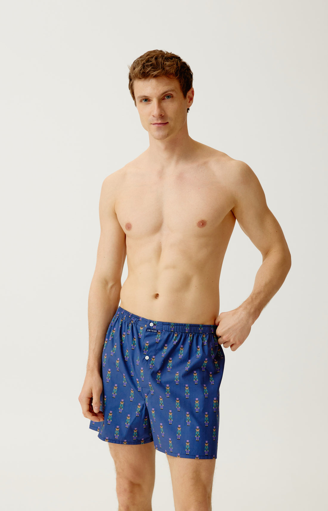 Caleçon classique en popeline de coton Homme Casse-noisette marine 2