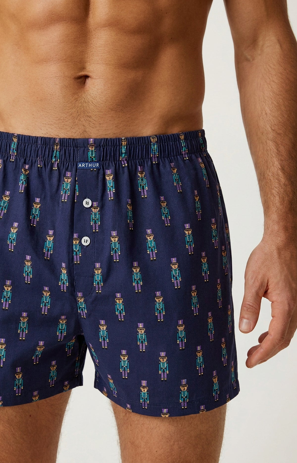Caleçon classique en jersey de coton Homme Casse-noisette marine 1