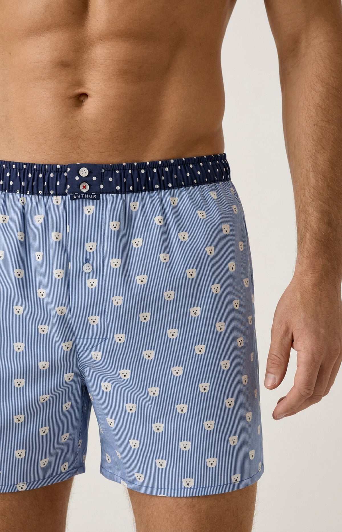 Caleçon avec suspensoir en popeline de coton Homme Le Club n°1232 bleu 1