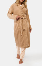 Robe de Chambre Femme polaire Beige et Marron 6