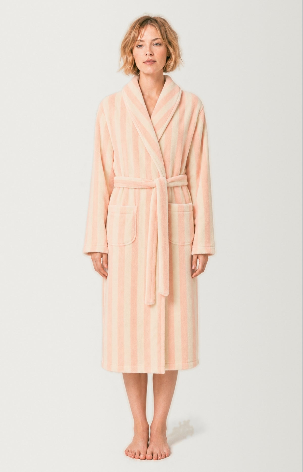 Robe de chambre en polaire Femme Rosalie rose 1