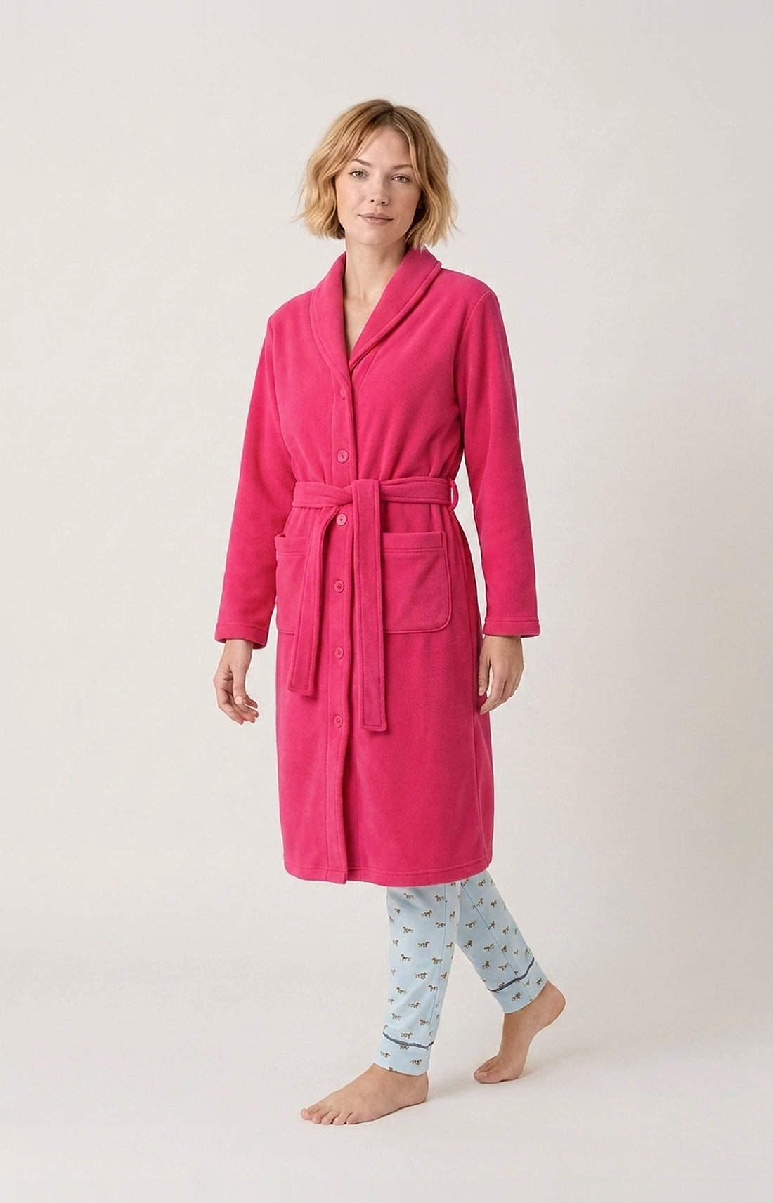 Robe de chambre en polaire Femme Kitty fushia 2