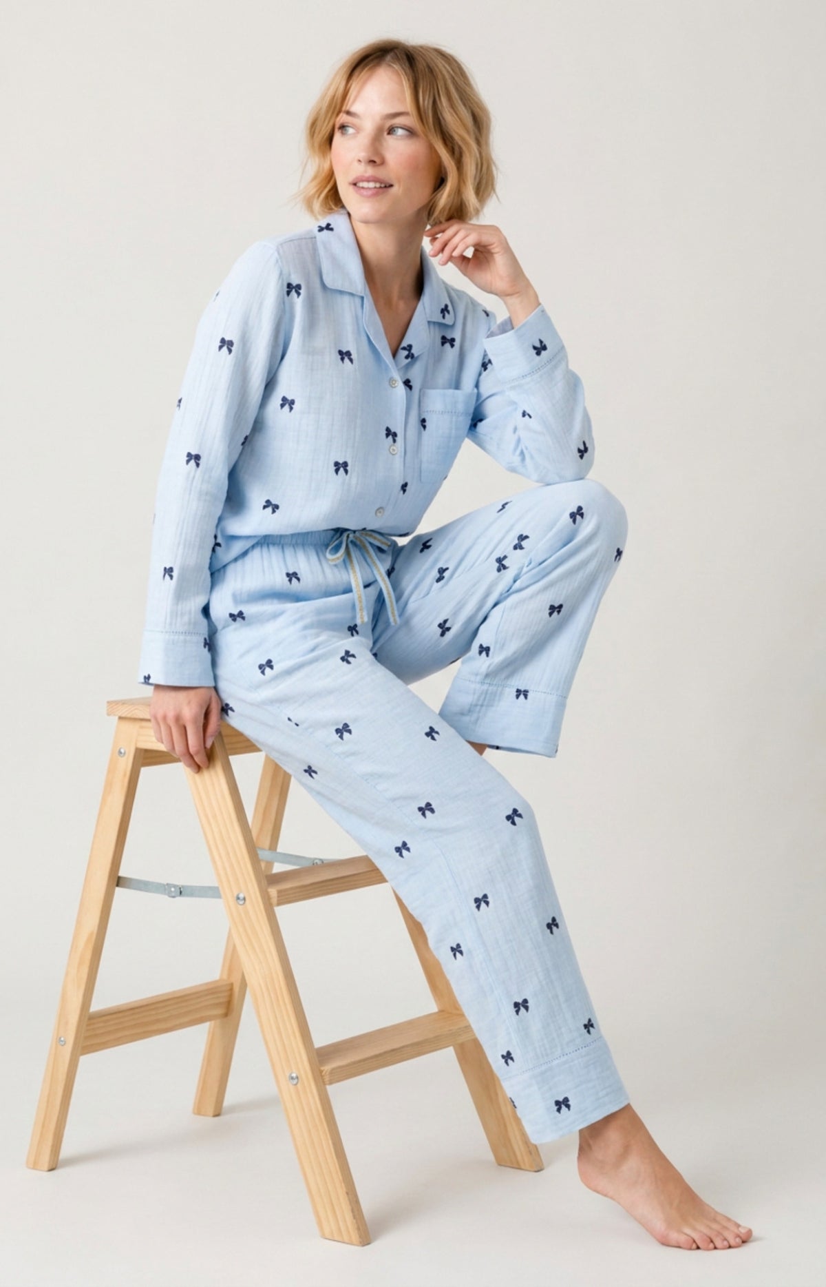 Pyjama boutonné en gaze de coton Femme Rosie ice 1