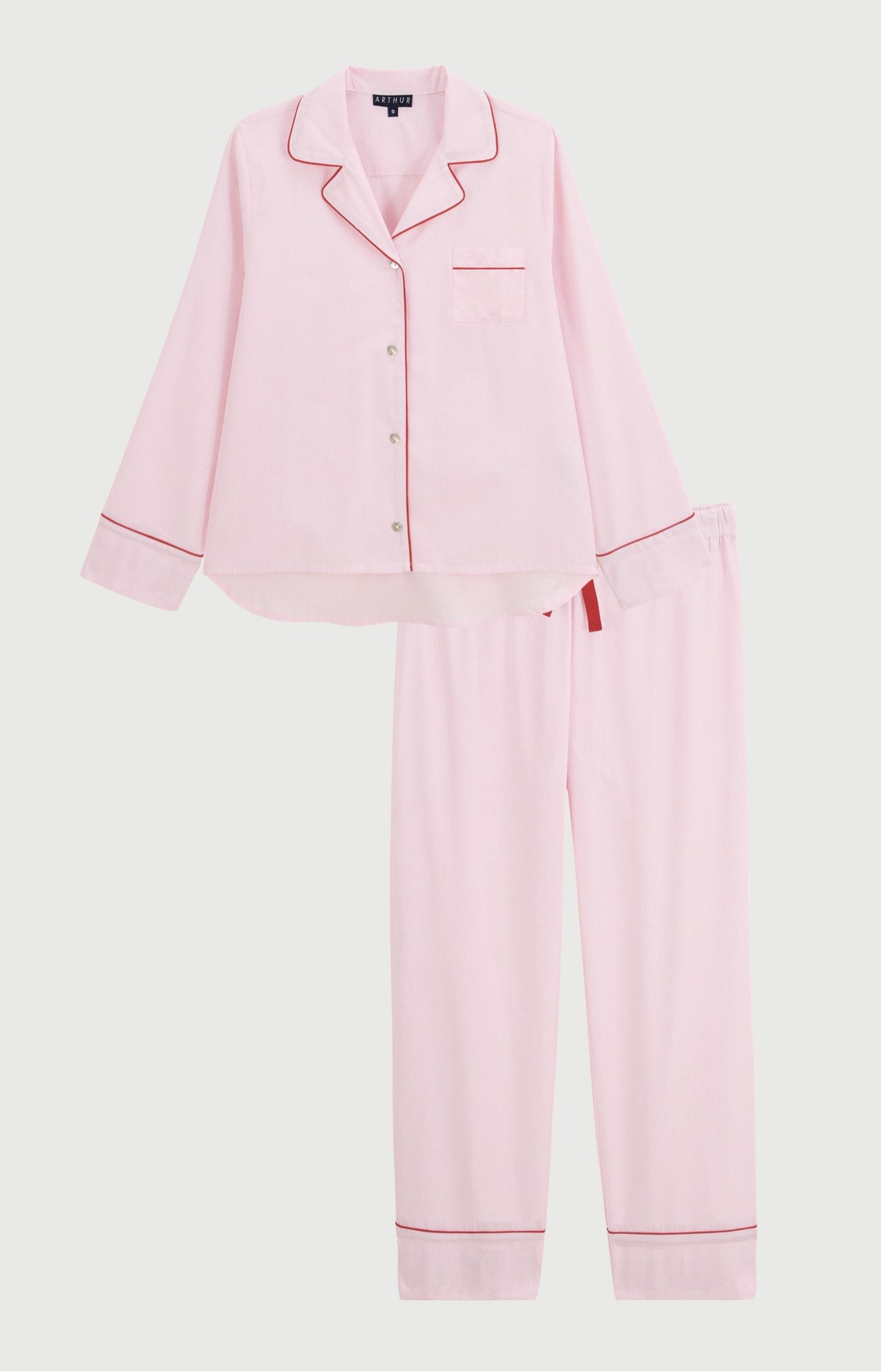 Pyjama boutonné en popeline de coton Femme Constance rose 3