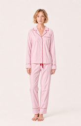 Pyjama boutonné en popeline de coton Femme Constance rose 4