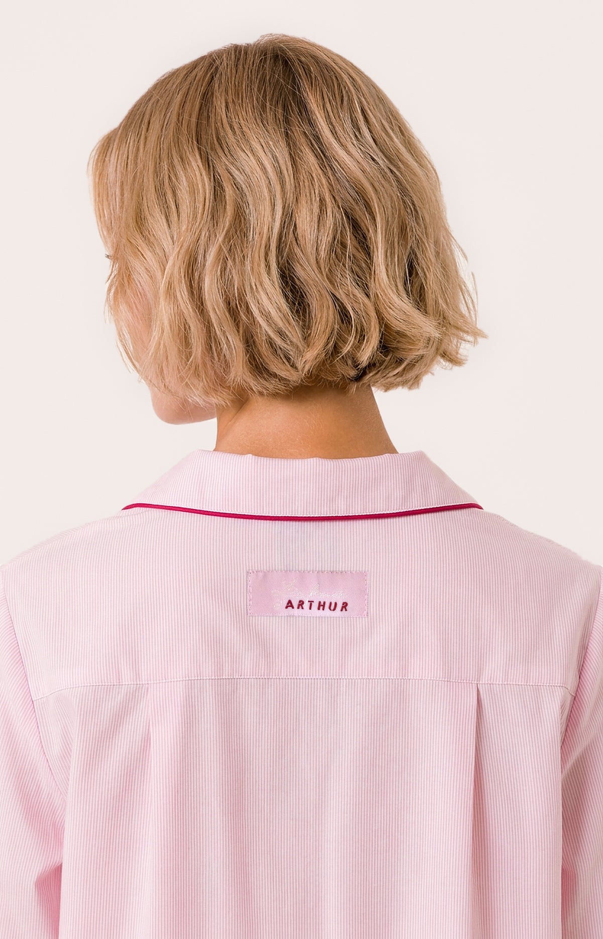 Pyjama boutonné en popeline de coton Femme Constance rose 7