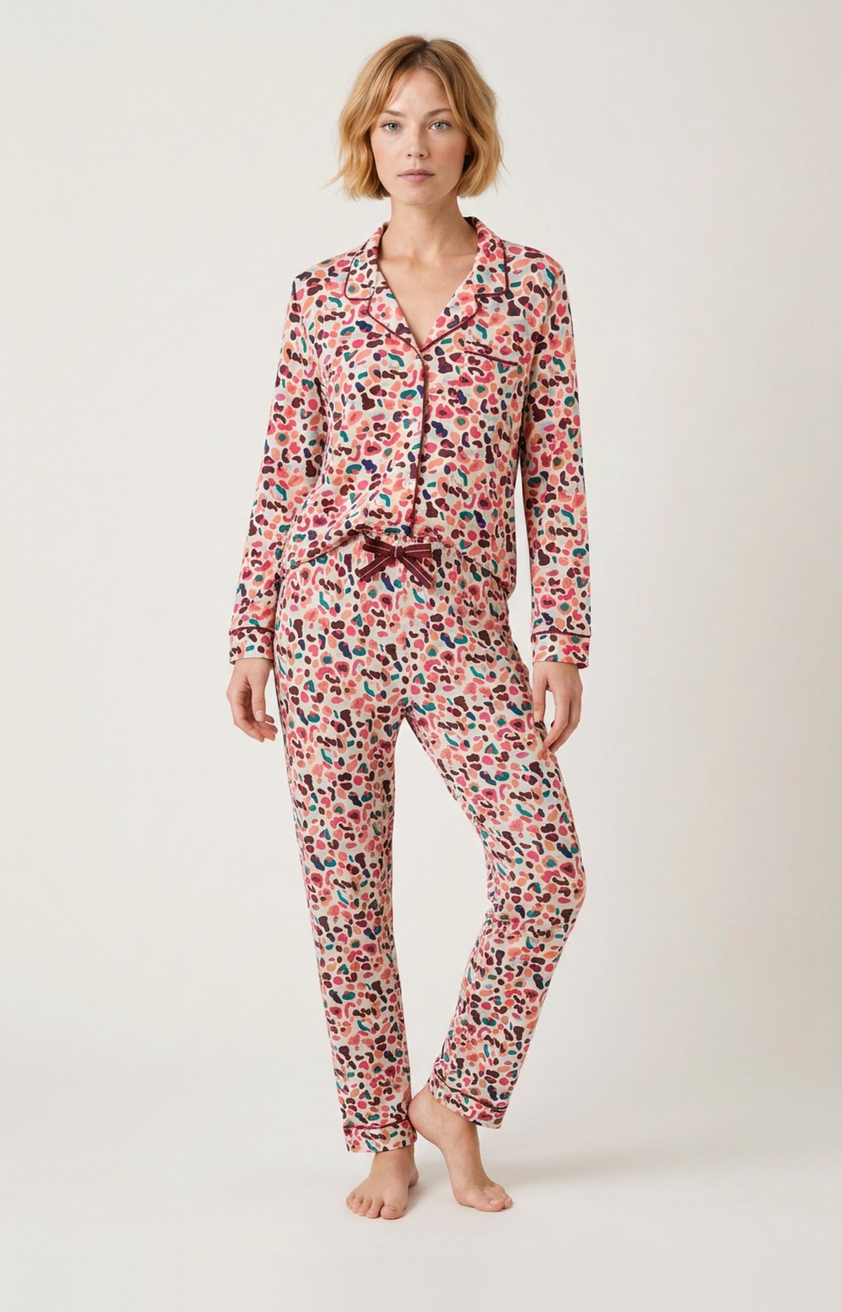 Pyjama boutonné en modal Femme Léopoldine multicolore 4