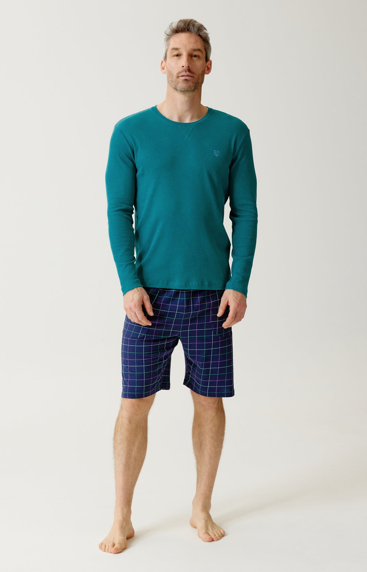 Tee-shirt manches longues en jersey de coton et modal Homme Sapin vert 4