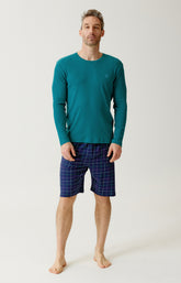 Tee-shirt manches longues en jersey de coton et modal Homme Sapin vert 4