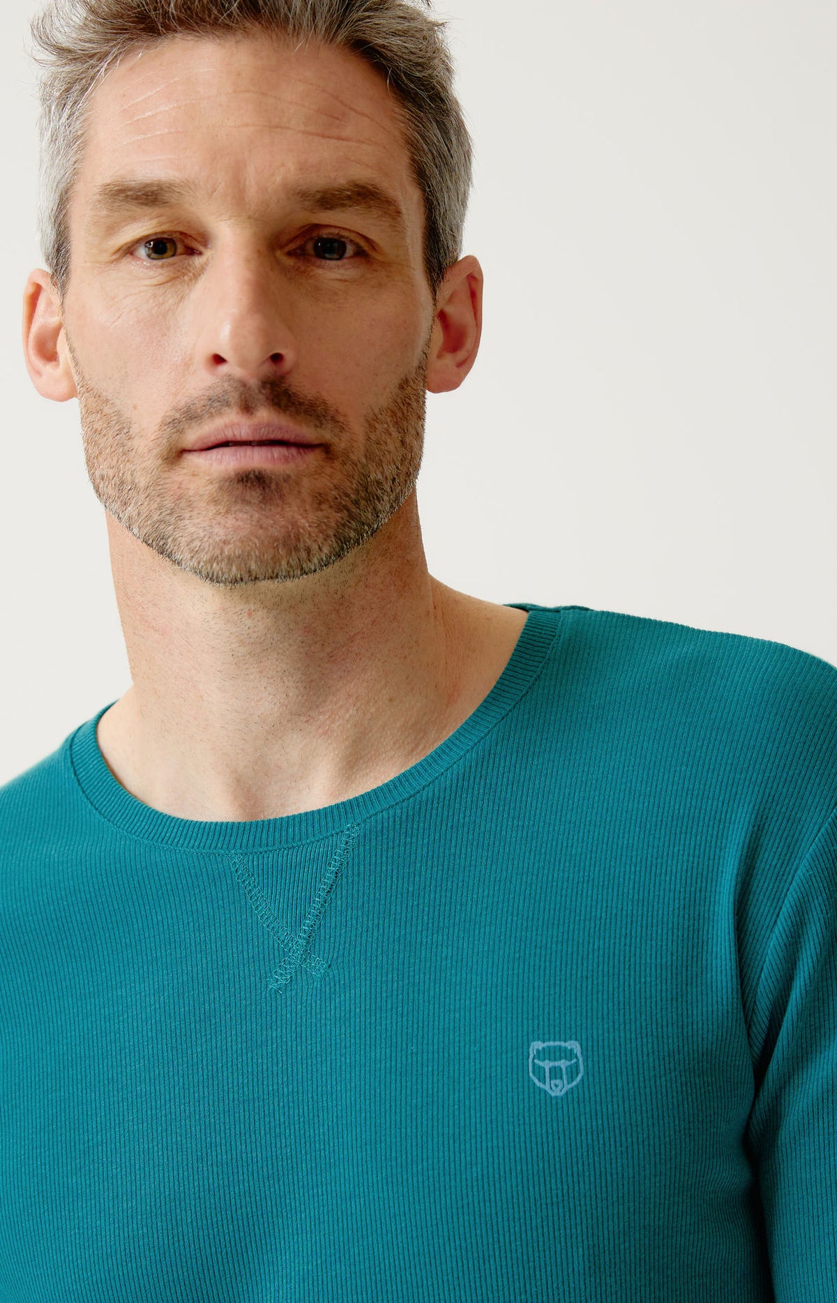Tee-shirt manches longues en jersey de coton et modal Homme Sapin vert 2