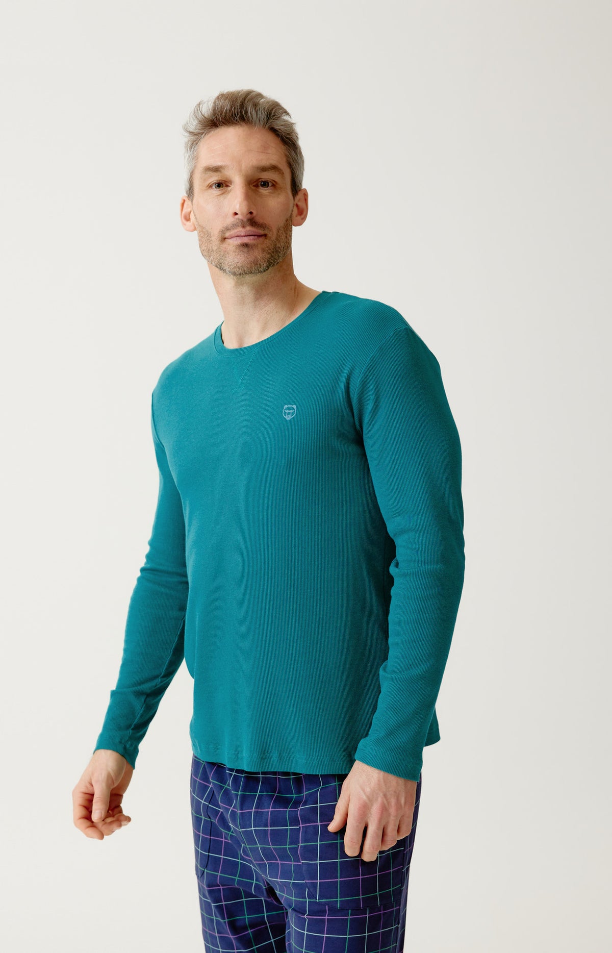 Tee-shirt manches longues en jersey de coton et modal Homme Sapin vert 5