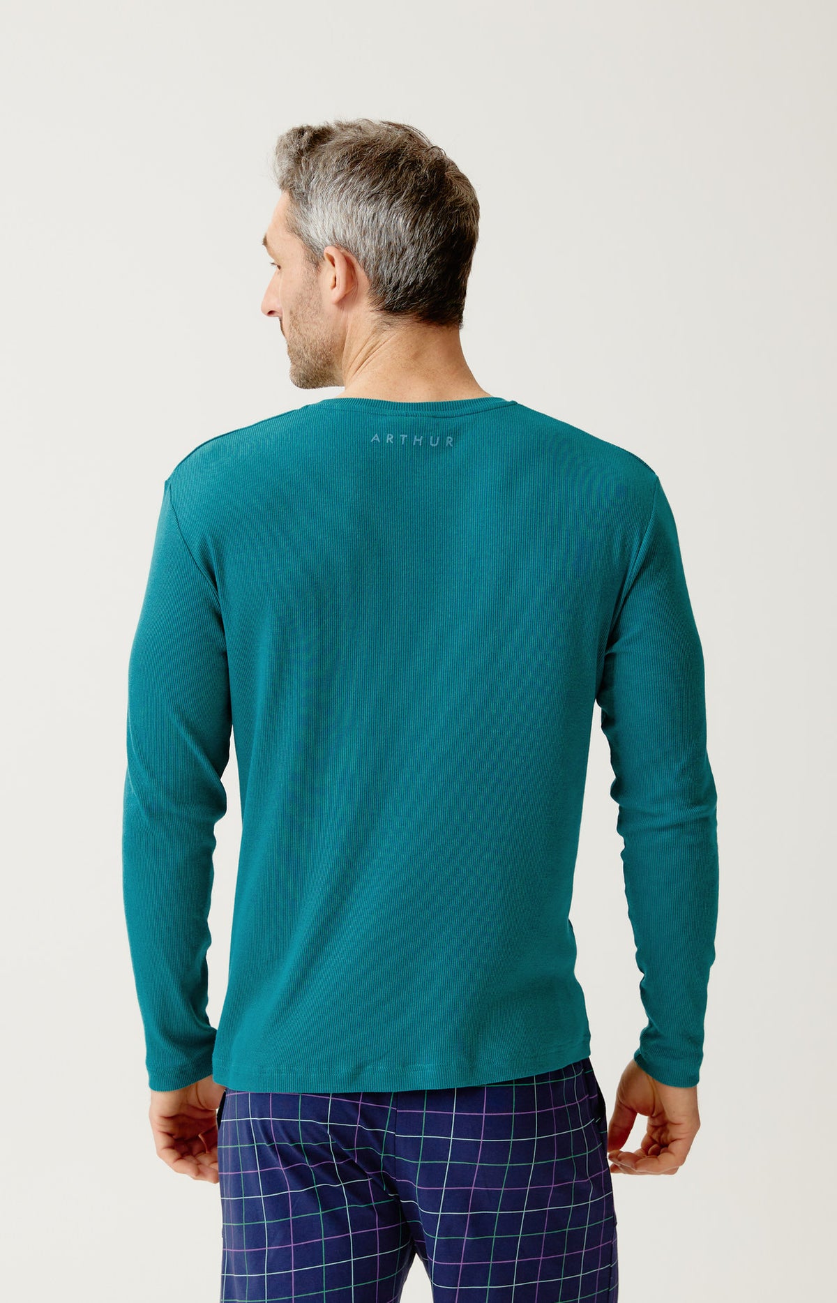 Tee-shirt manches longues en jersey de coton et modal Homme Sapin vert 6