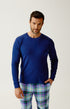 Tee-shirt manches longues en jersey de coton et modal Homme Minuit marine 1