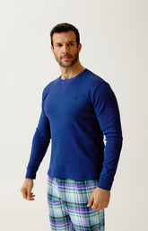 Tee-shirt manches longues en jersey de coton et modal Homme Minuit marine 5