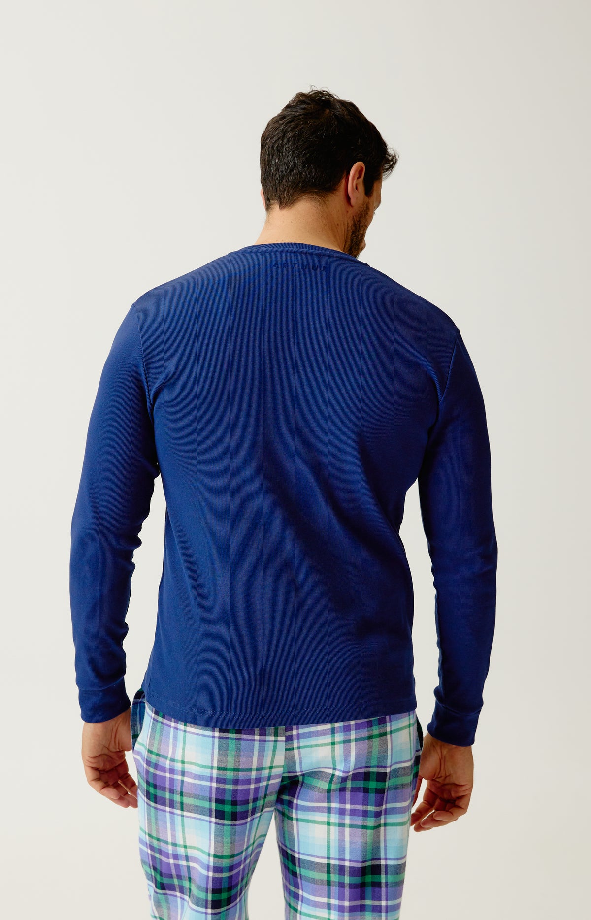 Tee-shirt manches longues en jersey de coton et modal Homme Minuit marine 6