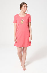 Chemise de nuit Femme Nina Manches courtes Imprimé chien labrador avec fleurs 1