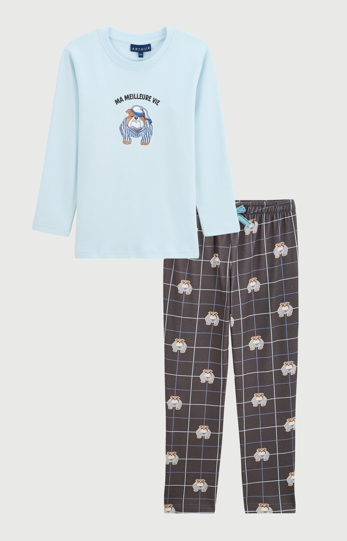 Pyjama enfant en jersey de coton épais Ma meilleure vie ebony 3