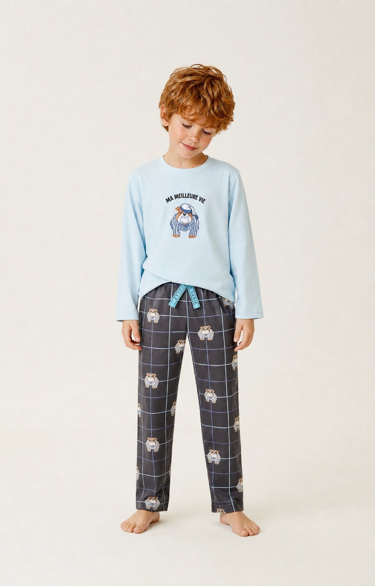 Pyjama enfant en jersey de coton épais Ma meilleure vie ebony 5