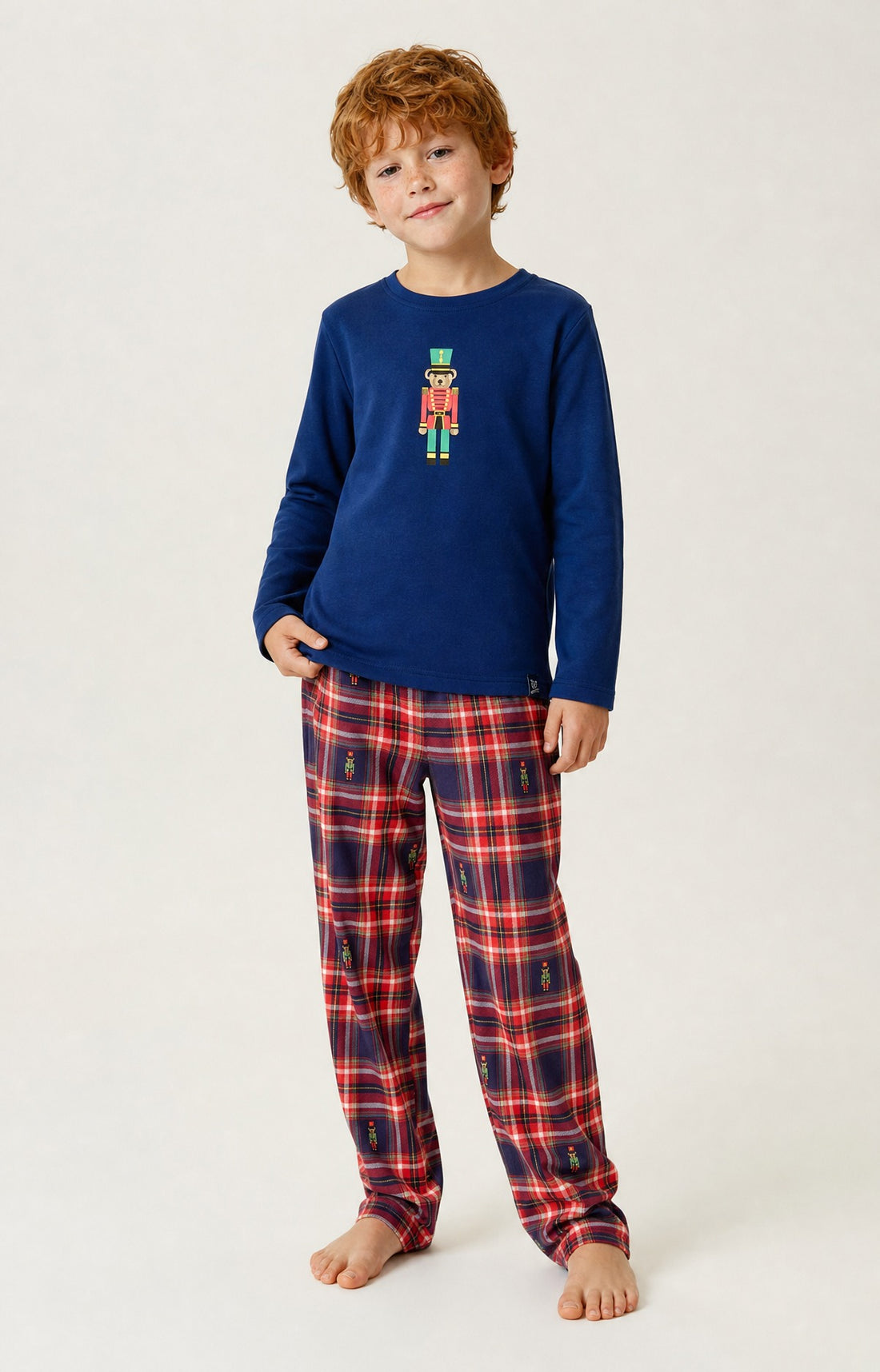 Pyjama enfant en jersey de coton épais Léon rouge 1