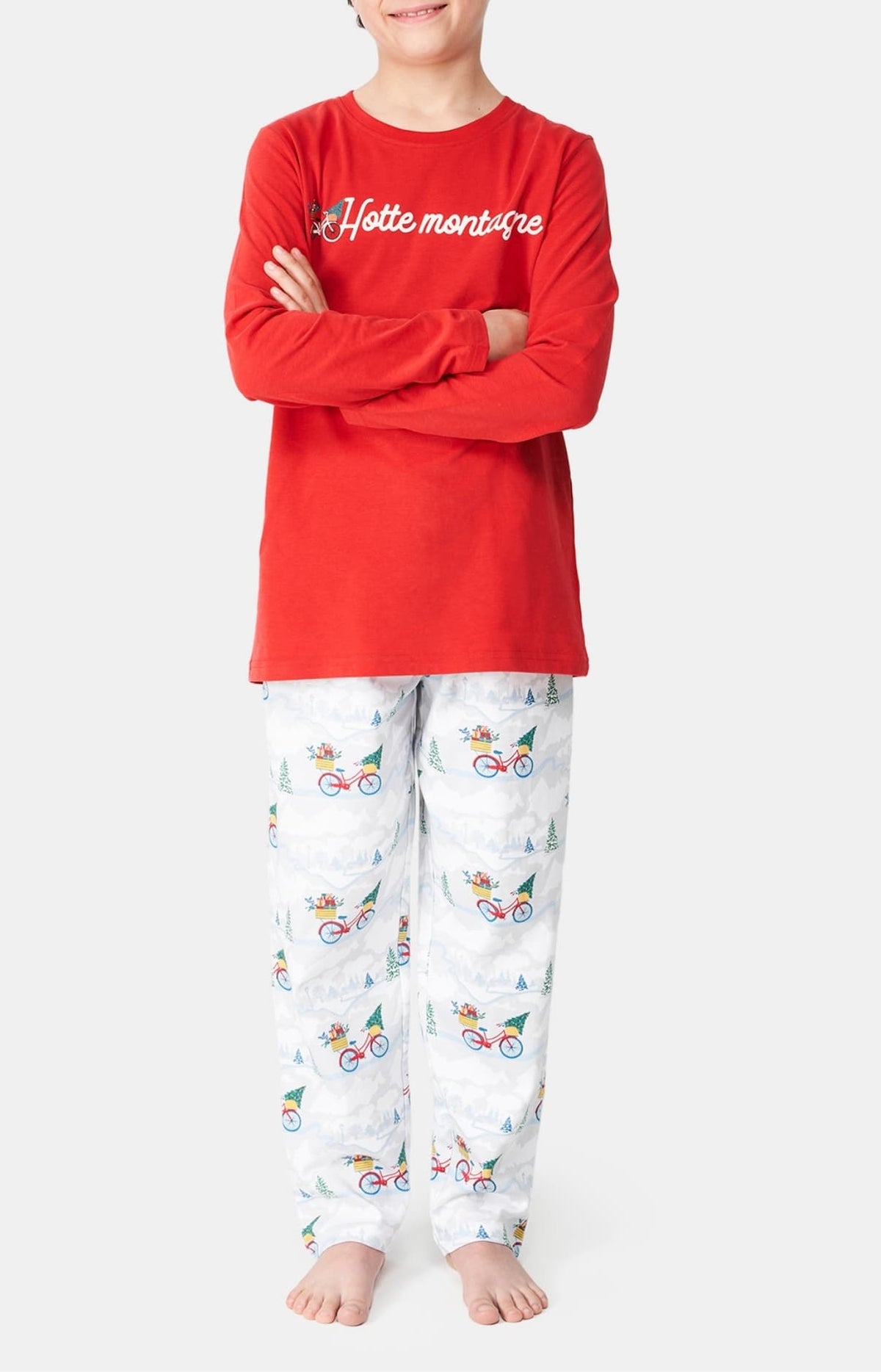 Pyjama long Femme Hotte Montagne Blanc et Ivoire 1