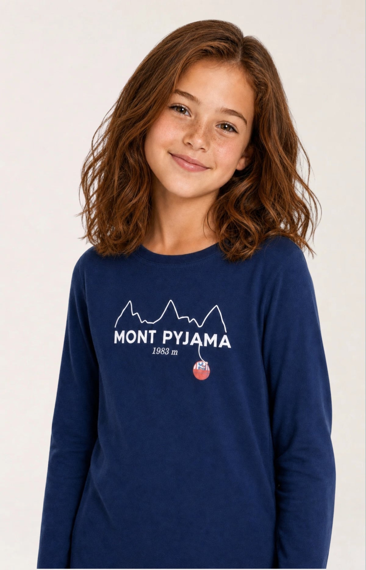 Pyjama enfant en jersey de coton épais Rêves au sommet blanc 2