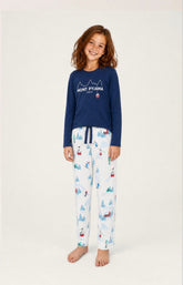 Pyjama enfant en jersey de coton épais Rêves au sommet blanc 5