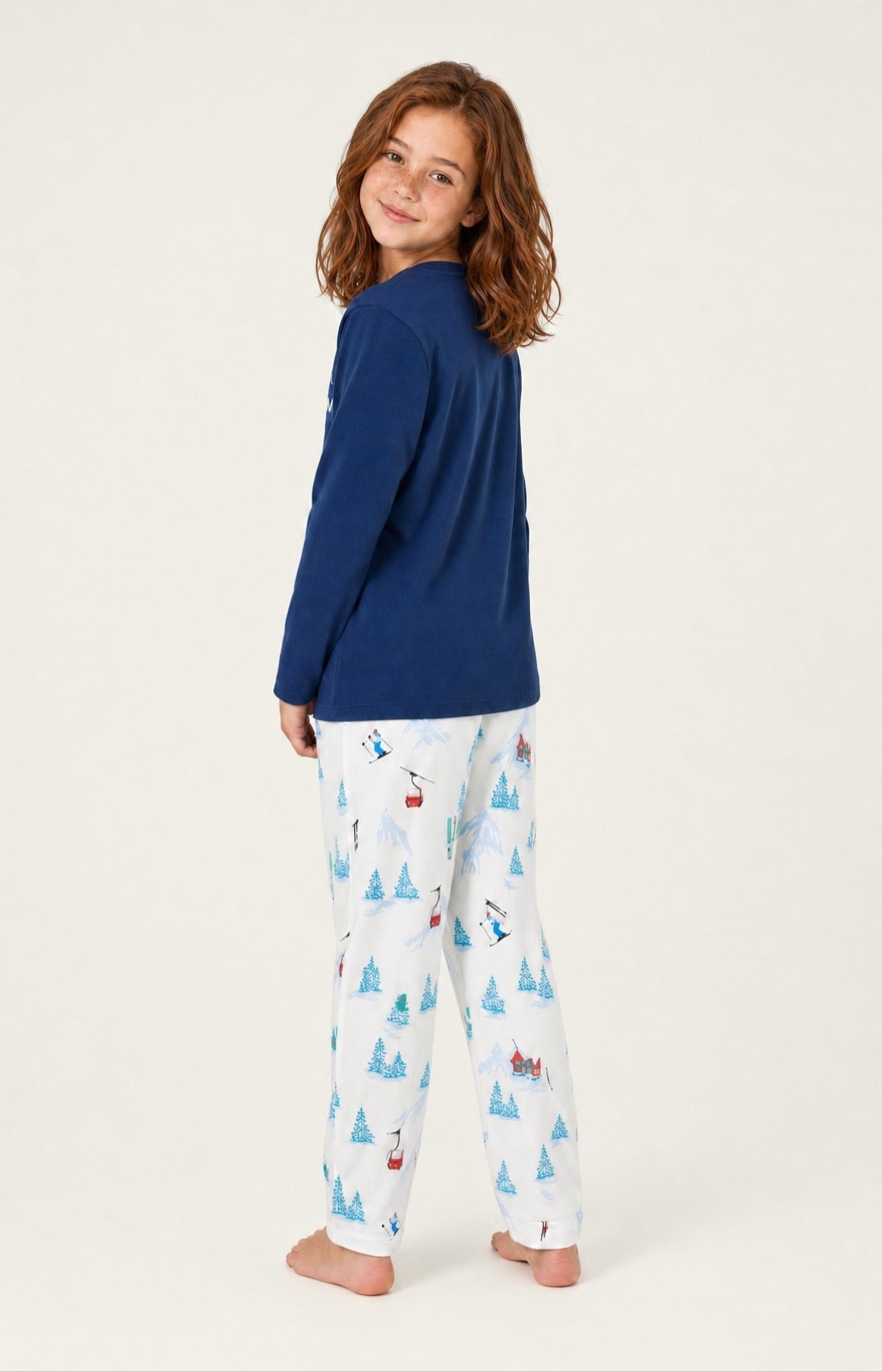 Pyjama enfant en jersey de coton épais Rêves au sommet blanc 6
