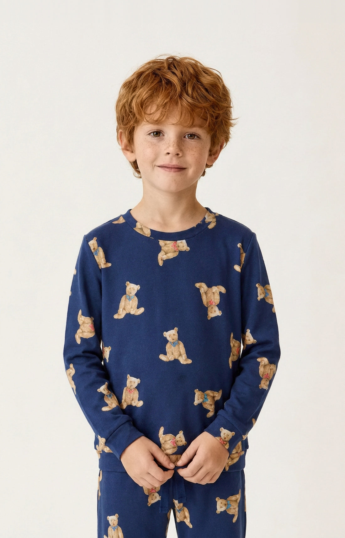 Pyjama enfant en micropolaire Old Teddy Marine marine 2