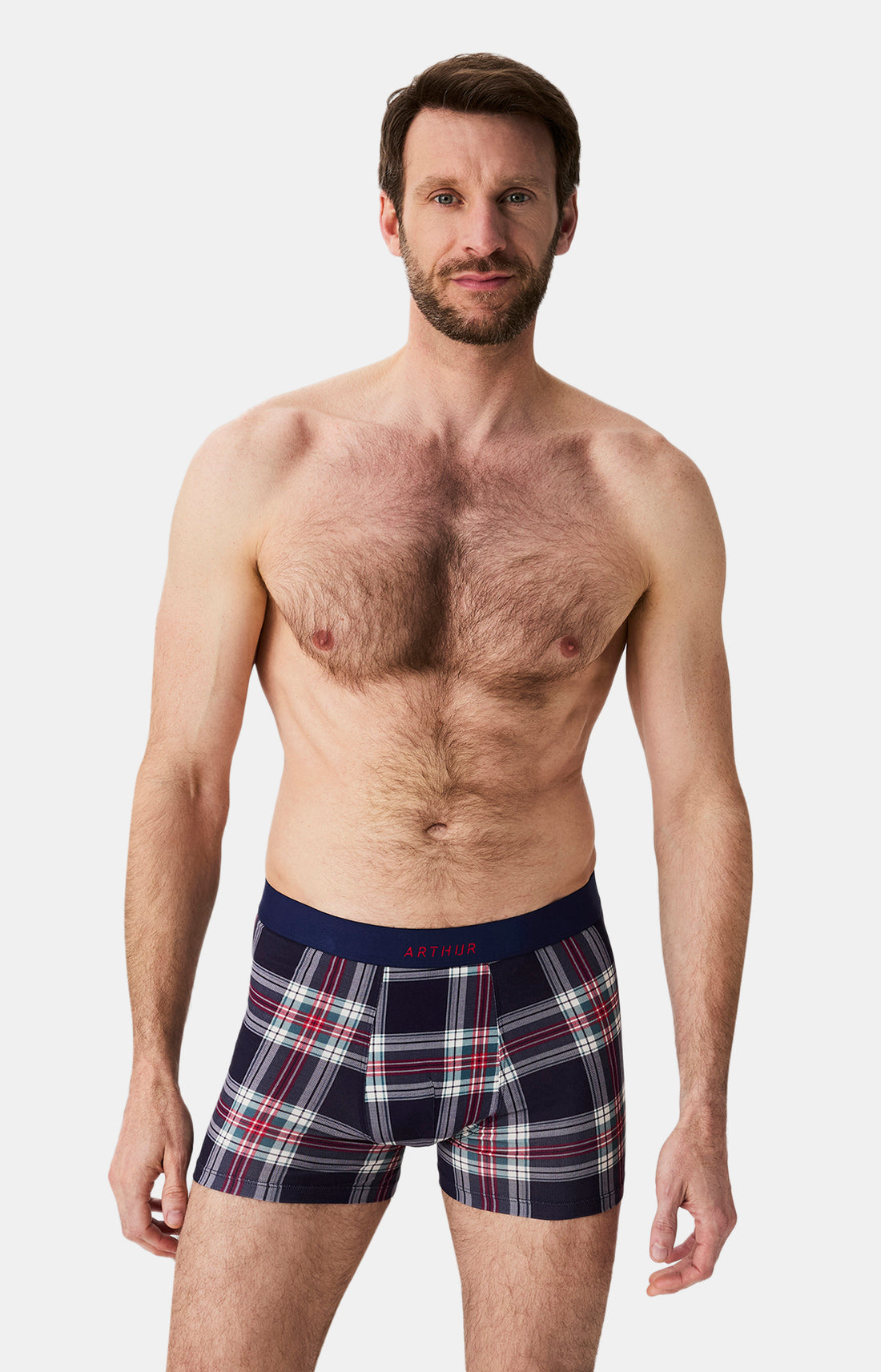 Boxer en jersey de coton Homme Carreaux Logan marine 2