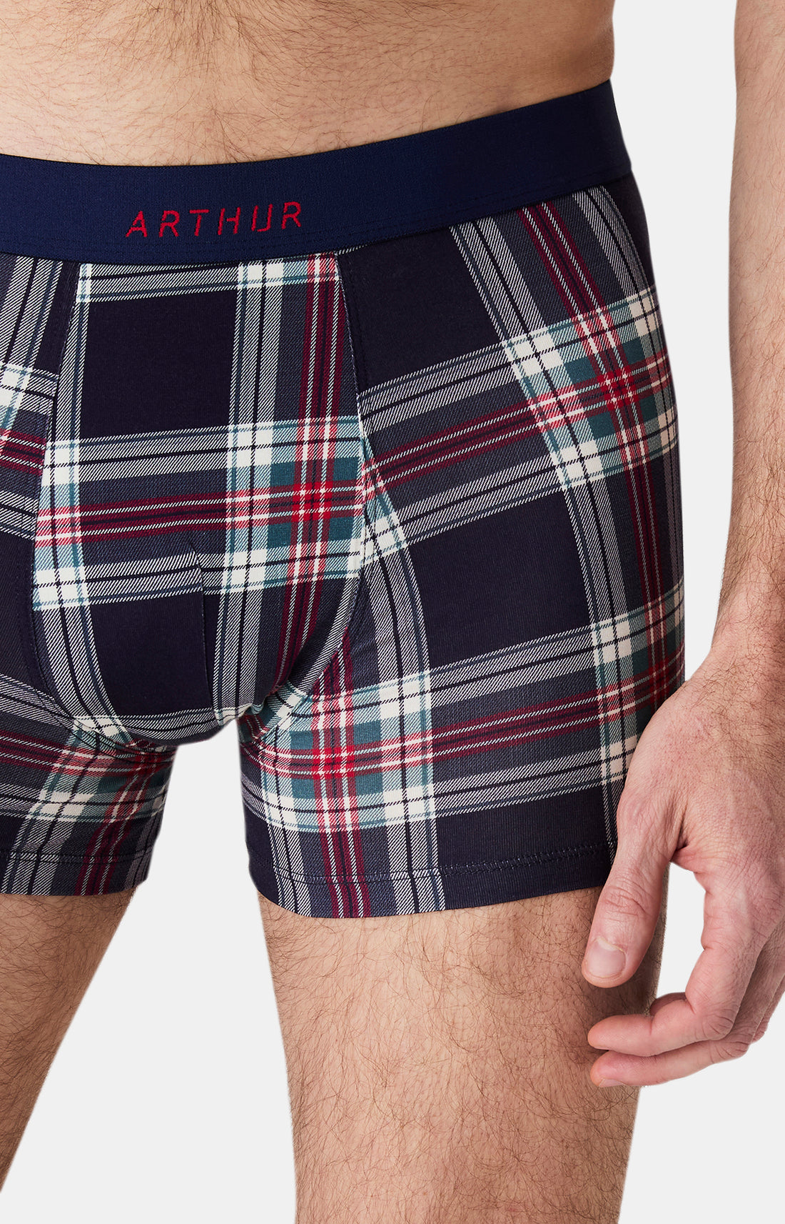 Boxer en jersey de coton Homme Carreaux Logan marine 1