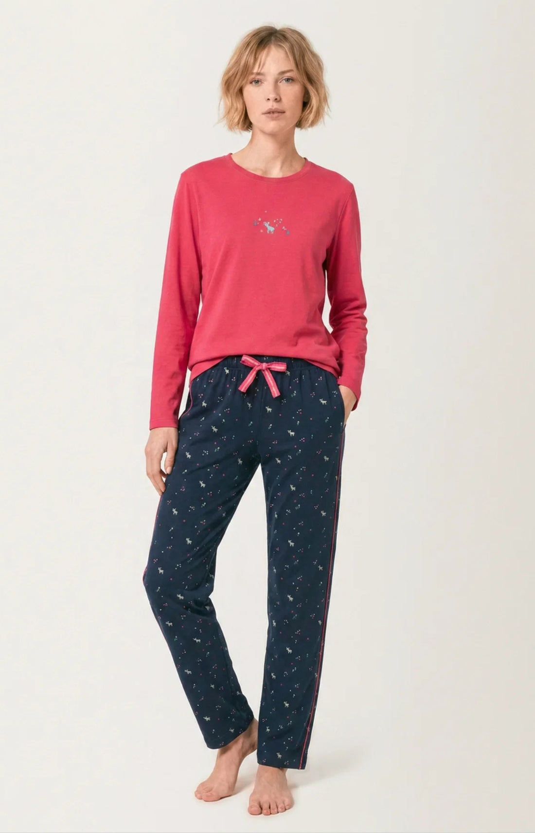 Pyjama en jersey de coton épais Femme Cerf d&