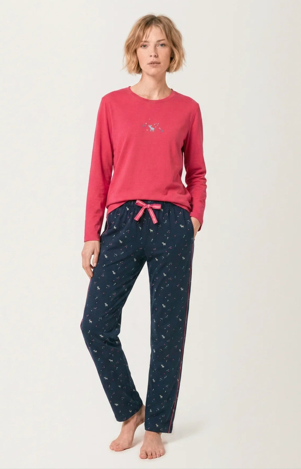 Pyjama en jersey de coton épais Femme Cerf d&