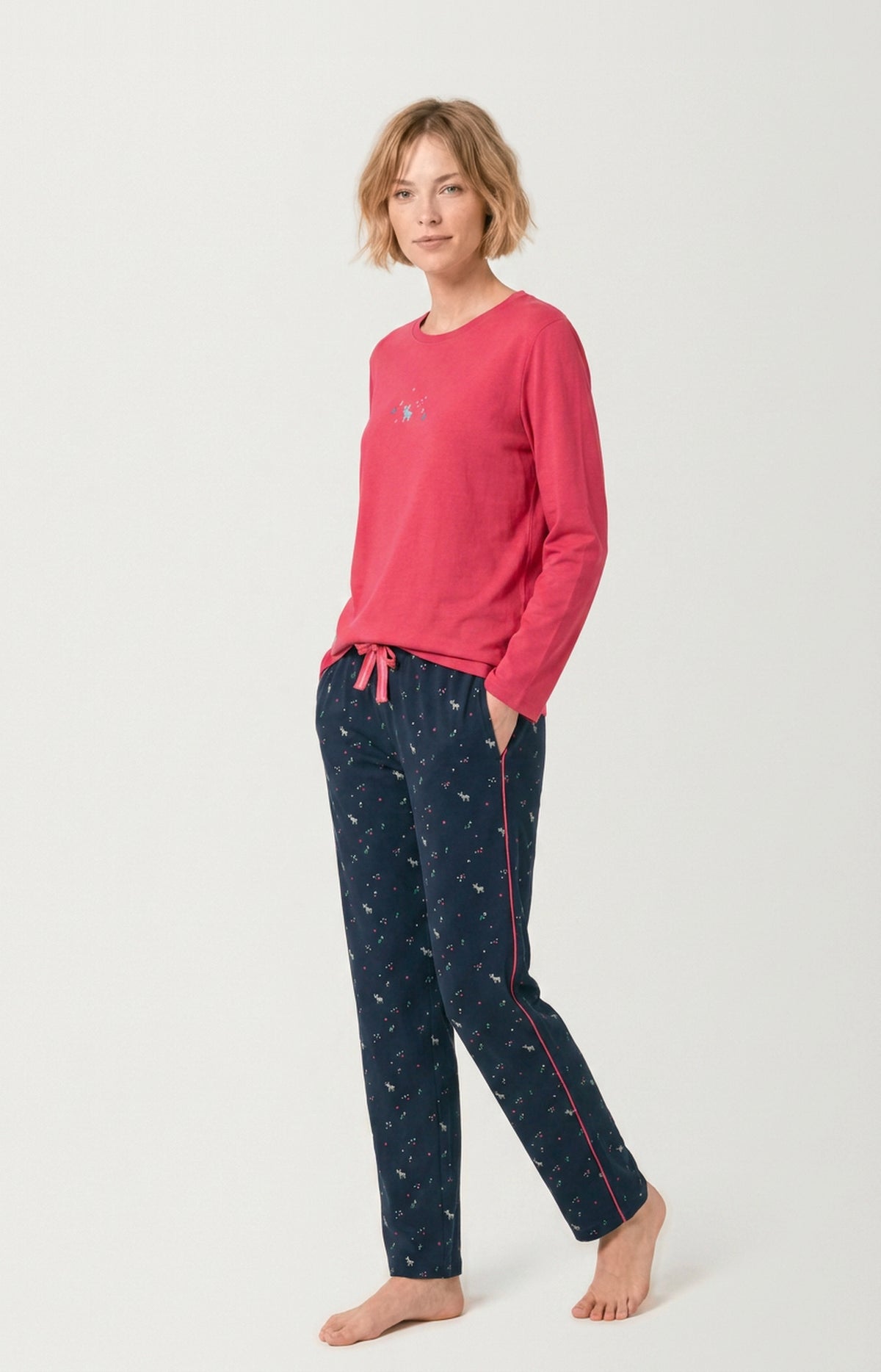 Pyjama en jersey de coton épais Femme Cerf d&