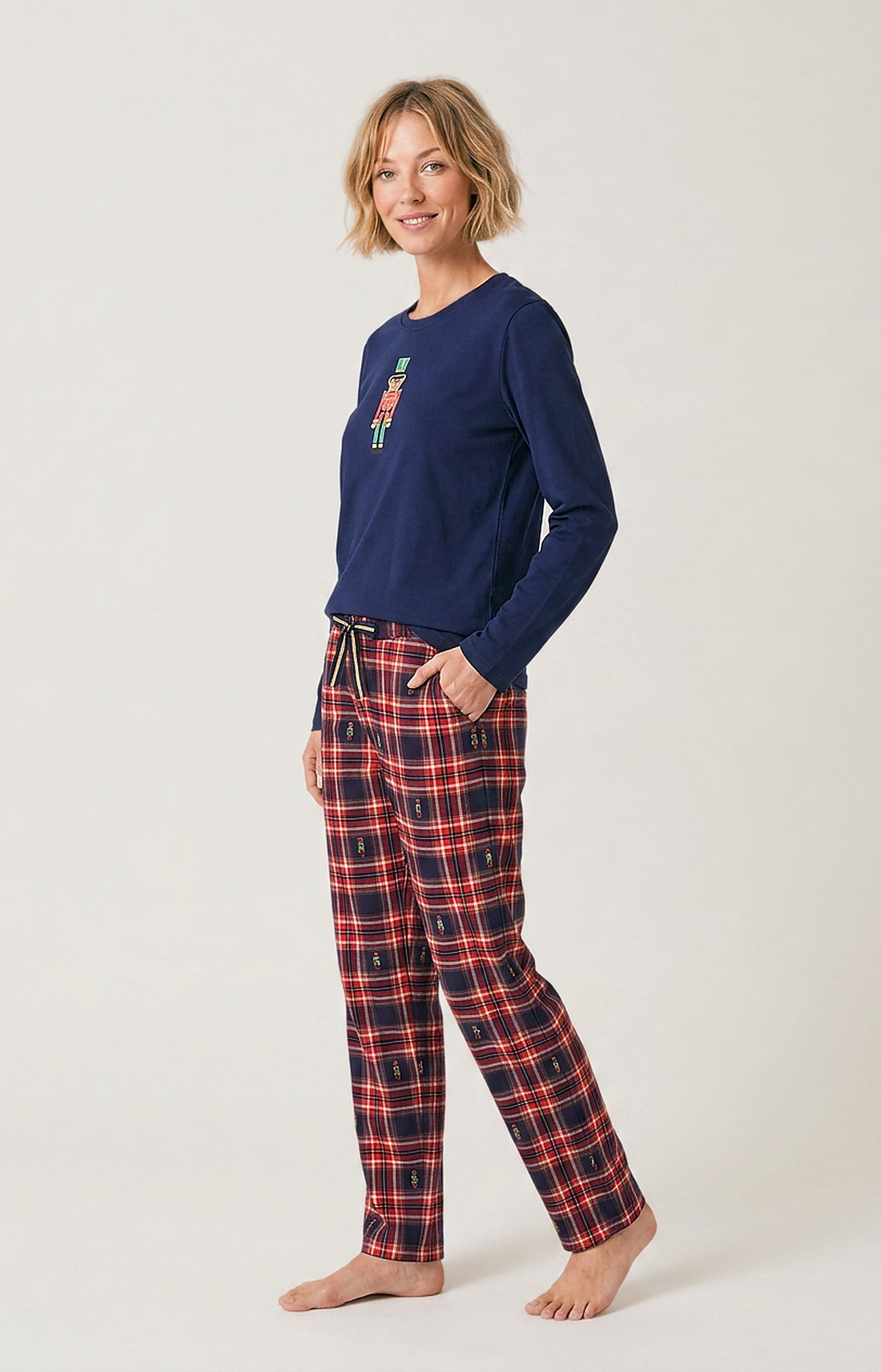 Pyjama en jersey de coton épais Femme Léon rouge 1