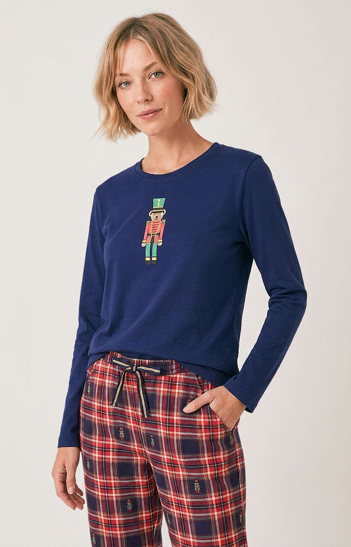 Pyjama en jersey de coton épais Femme Léon rouge 2