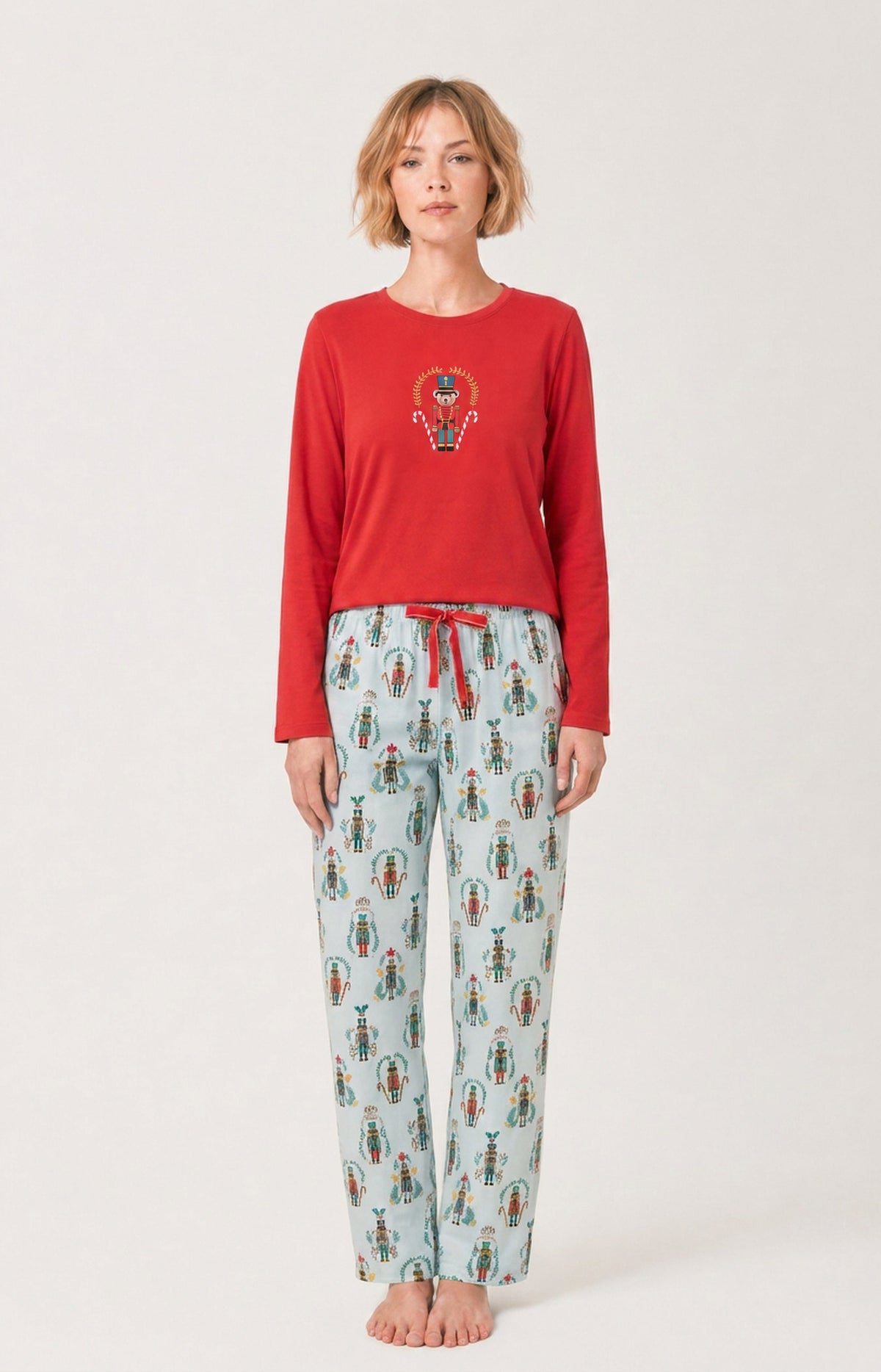 Pyjama en jersey de coton épais Femme Casse-noisette glace 1