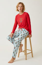 Pyjama en jersey de coton épais Femme Casse-noisette glace 6