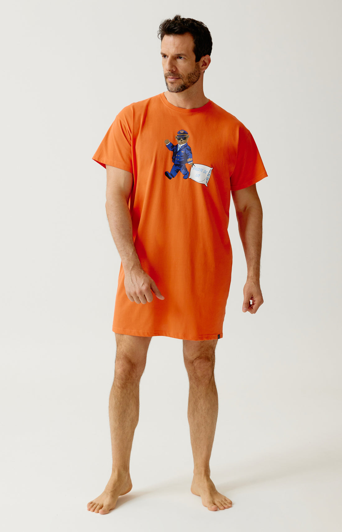 Maxi Tee-Shirt en jersey de coton léger Homme Pilote de lit orange 1