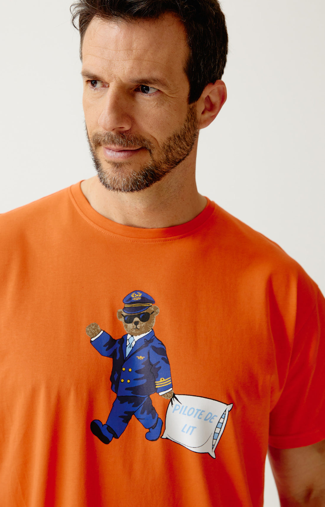 Maxi Tee-Shirt en jersey de coton léger Homme Pilote de lit orange 2